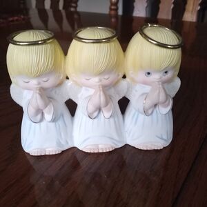 Angel Trio Figurine with Gold Halos